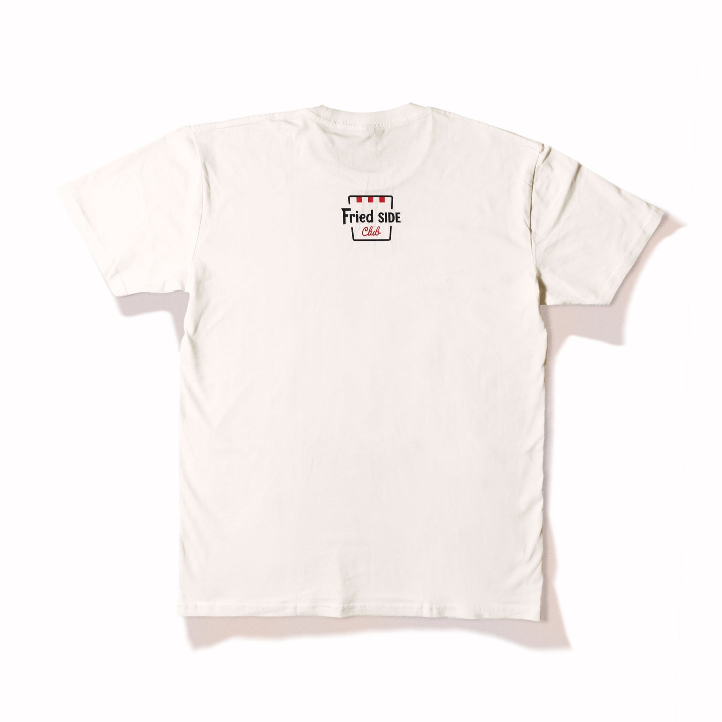 KFC white tee shirt with 'Fried Side club' written in small bucket logo