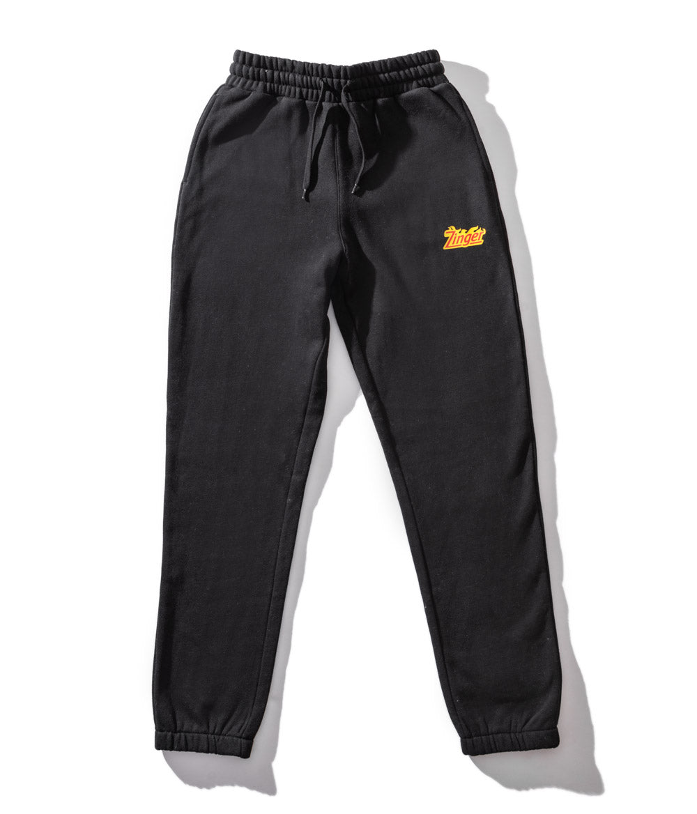 KFC black track pants with 'Zinger' branded logo