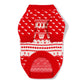 backside of KFC red pet jumper with 'tis the seasonings' message and KFC bucket logos