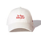 front on view of KFC off-white cap with red message of 'it's finger lickin good' and KFC logo