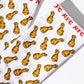close up of KFC white socks branded with repeating fried chicken drumsticks