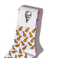 zoomed in view of KFC white socks with repeating fried chicken images